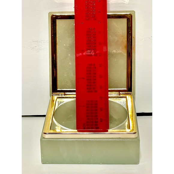 Genuine Alabaster Stone VTG Handcrafted Square Hinged Flower Trinket Box - Picture 2 of 7